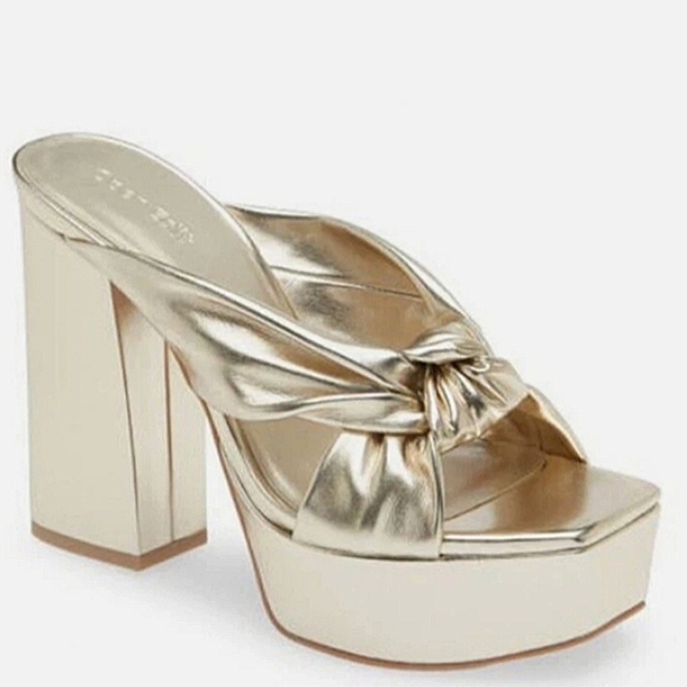 New w/o Box Open Edit Kaia Platform Knotted Open-Toe Block Heel Dress Sandals